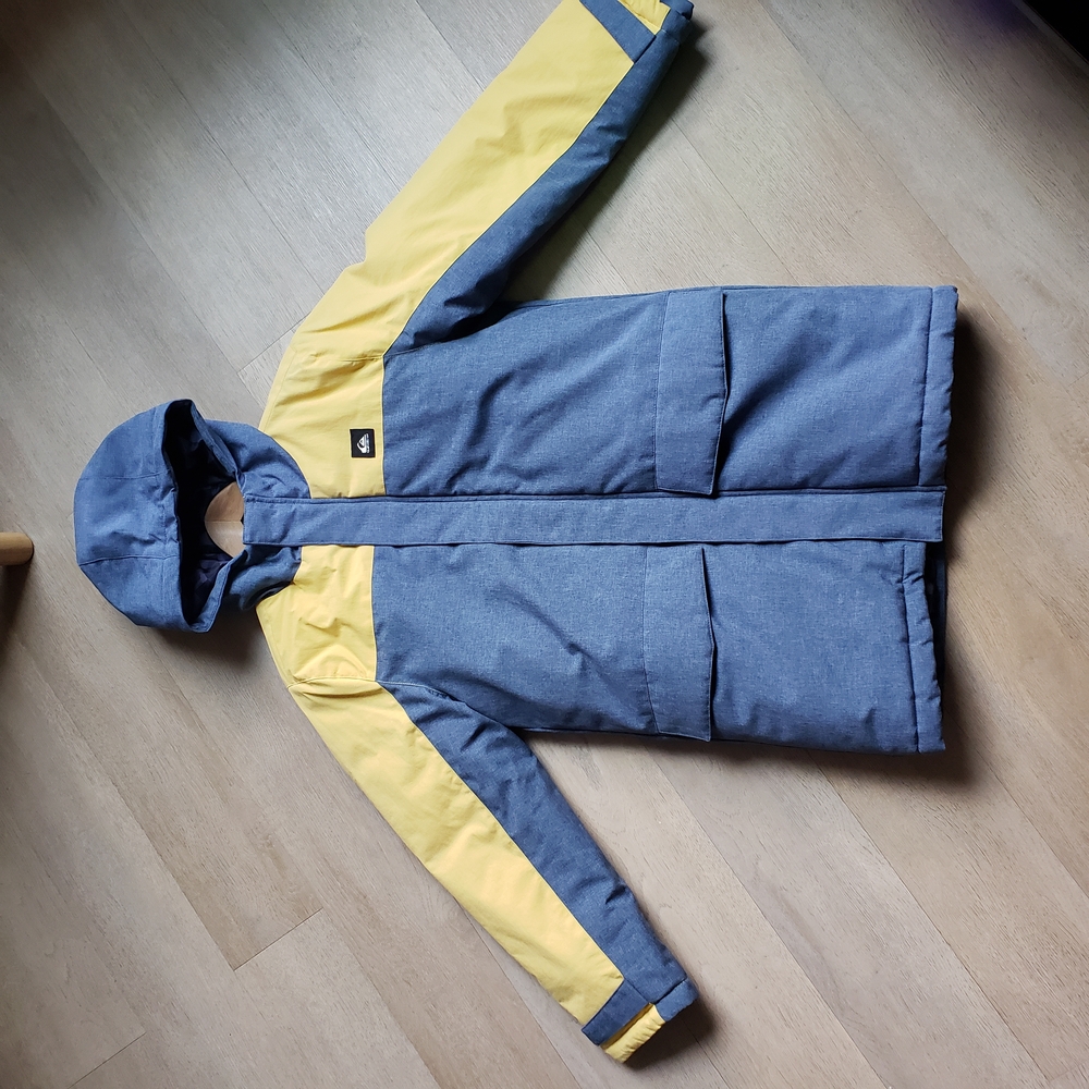 Boys Winter Quiksilver Puffer Jacket Blue & Yellow